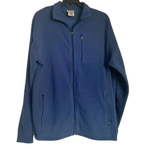 L.L. Bean Vintage Royal Blue Full-Zip Fleece Jacket Pockets